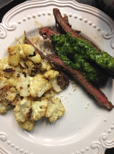 Flank Steak with chimichurri & Roasted Cauliflower